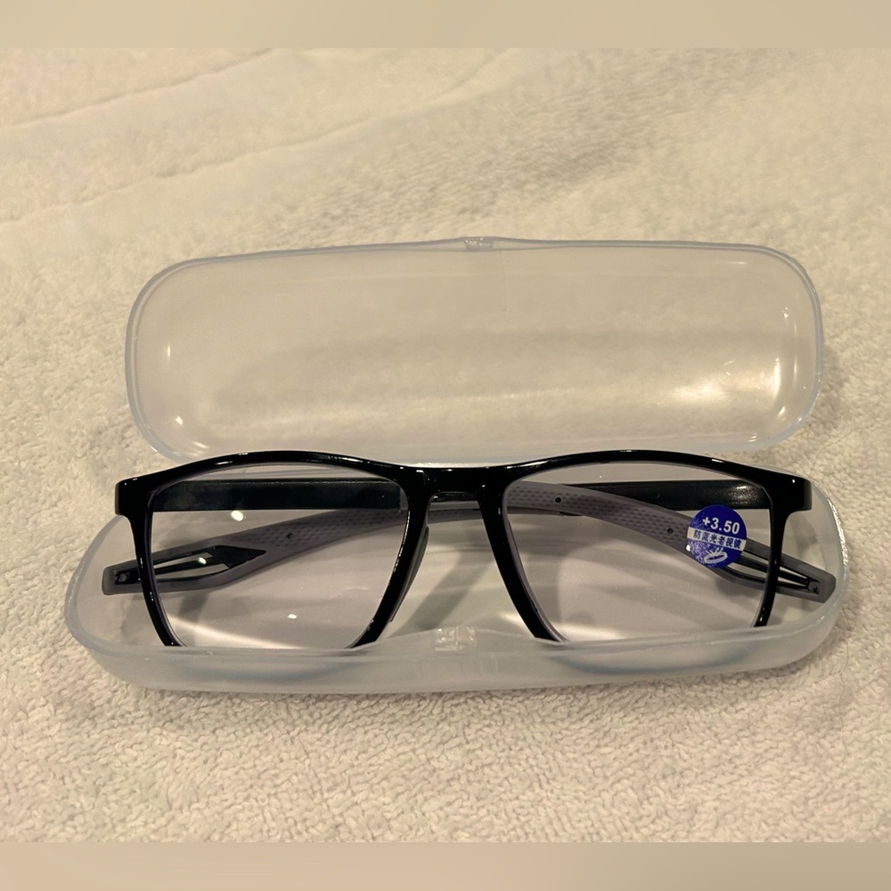 New Men’s TR90 Sport Reading Glasses Black/Gray +3.50
